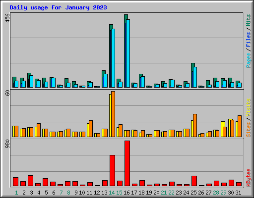 Daily usage for January 2023