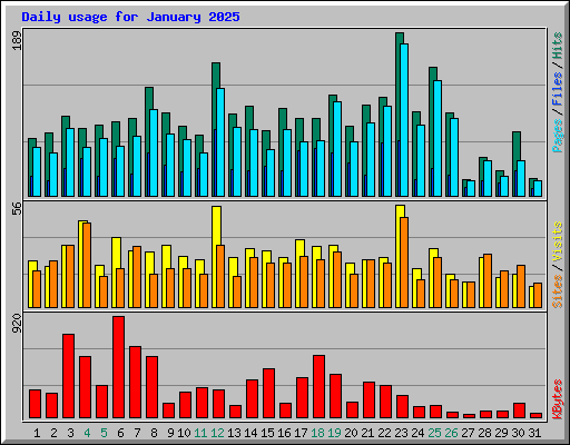 Daily usage for January 2025